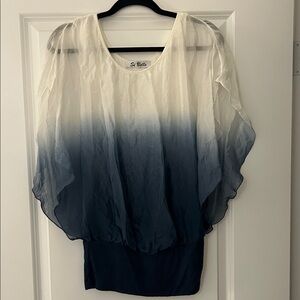 Women's Ombre Top - blue and White